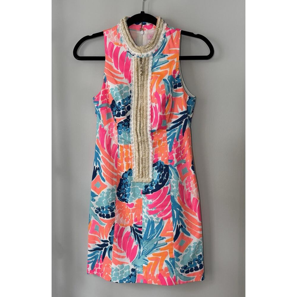 Lilly Pulitzer Alexa Shift‎ Dress 00 Goombay Smashed Tropical Preppy Beachy